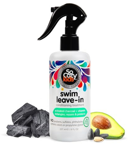 SoCozy Swim Leave-In Treatment & Conditioner with Activated Charcoal - Protects & Repairs Hair Damaged by Pool Chemicals, Saltwater, the Sun - Loco Lime Scent, 8 Fluid oz