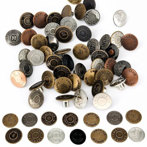 Trimming Shop Jeans Buttons 17mm Assorted 50 Pcs Metal Tack Fastener Back | Built To Be Sturdy And Long Lasting For Everyday Wear Features A Reliable No Sew Fitting For Extra Durability