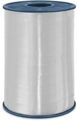 C.E. PATTBERG Geschenkband silber, 250 Meter Ringelband 10 mm zum Basteln, Dekorieren & Verpacken von Geschenken zu jedem Anlass