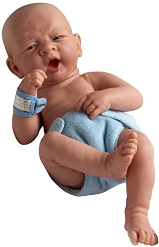 JC Toys- Muñeco La Newborn Primer bostezo recién Nacido de 36 cm, de Vinilo Suave, con pañal Reutilizable y Accesorios, niño, Azul, diseñado en España por Berenguer, +2 años
