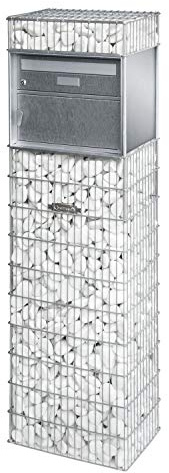 bellissa Briefkasten-Gabione SPLÜGEN 1-95810 - Postkasten mit 1 Brief- und Paketfach - 44 x 31 x 143 cm