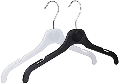 20 Plastic Childrens Coat Hangers, Tops, Dress, Shirt Garment Clothes Hanger-Choose Colour & Size (36cm (Teen & Ladies), Black)