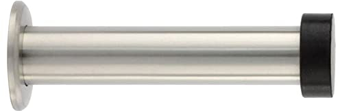 EVI Herrajes | Tope de Puerta para Colocación en Pared | Longitud: 90 mm | Acero Inoxidable - Goma Negra | Amortiguador Anti Golpes | Mod. I-128