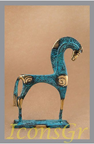 IconsGr Statue de musée grecque antique en bronze réplique du cheval de l'époque géométrique (182)