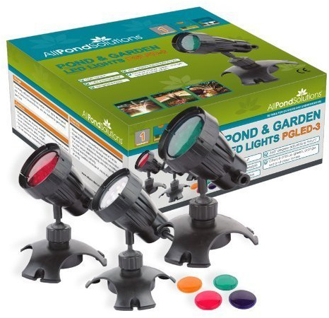 allpondsolutions Pond or Garden LED Submersible Light Set – Interchangeable Colours All Pond Solutions PGLED-3