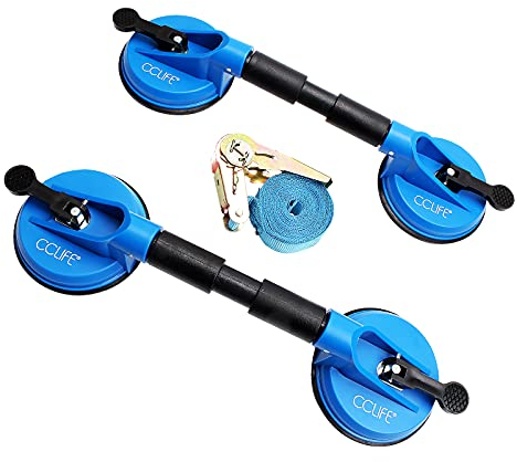 CCLIFE 2tlg Gummisauger Saugheber Glassauger Saugnapfhalter 120KG Tragkraft mit Sicherungsgurt Windschutzscheiben Reparaturset KFZ