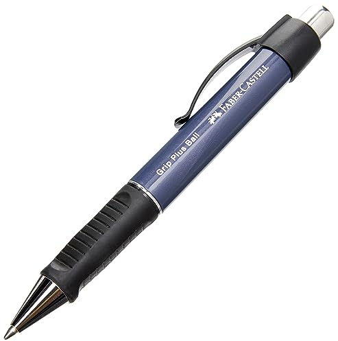 FABER-CASTELL 140732 - Kugelschreiber GRIP PLUS BALL, Mine M, Schaftfarbe blau metallic, Tintenfarbe blau, 1 Stück