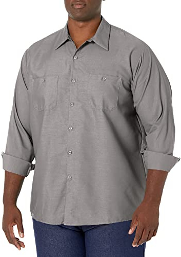 Red Kap Industrial Work Shirt, Regular Fit, Long Sleeve Chemise Longue à Bouton d'utilité Professionnelle, Gris Clair, 3XL/Haut Homme