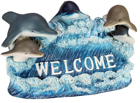 Design Toscano QM13001 Statuette de Dauphin, Multicolore, 15 x 32 x 20.5 cm