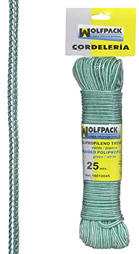 Wolfpack 16010045-25 m polypropylen flätad rep vit/grön