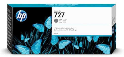HP 727 Grau, Original Druckerpatrone | Tinte für DesignJet T930, T1500, T1530, T2500, T2530, 300 ml (F9J80A)