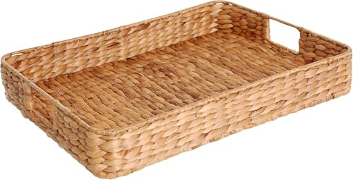 VIVANNO Plateau de Service Corbeille de Table Corbeille en Jacinthe d'eau Naturelle Grande Tim - 8 x 50 x 40 cm
