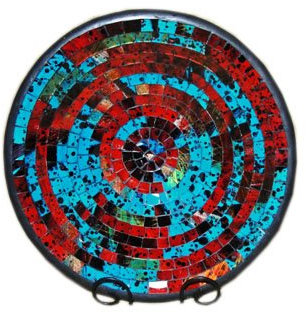 Deko - Schale Glasmosaik Schale rund türkis rot 20cm