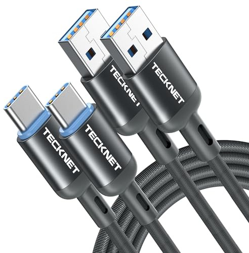TECKNET USB C Fast Charging Cable, 2 Pack 2M 3.3A Nylon Braided Type C Cable for iPhone Samsung Galaxy S22 S21 S20 Google Pixel Xiaomi Sony Xperia and more