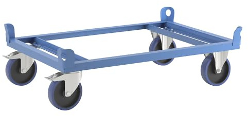 eurokraft | Plateau Roulant en Acier | pour palettes Europe | Charge Max 1000 kg | Hauteur de Chargement 280 mm | Bleu