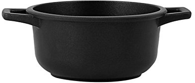 Home Antik ARS Casseruola fus Antiaderente granchef 2 Manici cm16 Pentole Cucina, Alluminio pressofuso, Nero, 16 cm