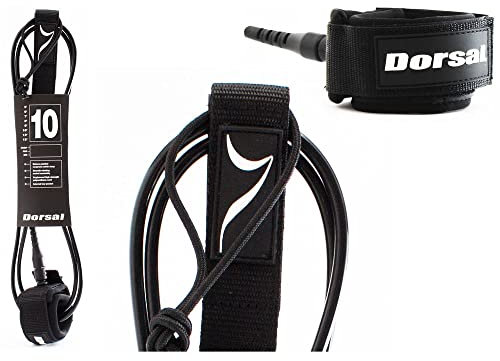 DORSAL Surf Leash for Surfboard Longboard SUP Leg Rope 10' Black