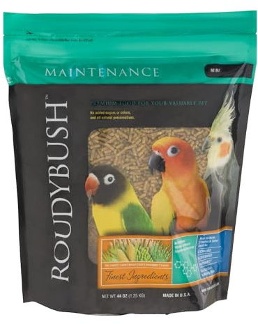 RoudyBush Daily Maintenance Food for Birds - Scientifically Formulated Bird Feed - Bird Food Pellets w/Corn, Wheat, Soy & More - Nutritious & Healthy Feed for Birds (Mini, 44oz)