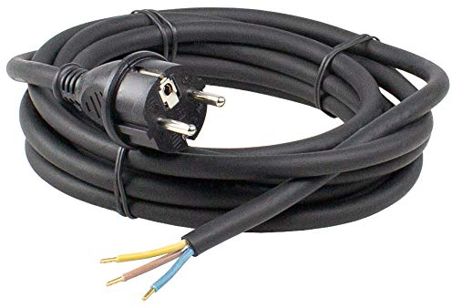 as - Schwabe cavo di collegamento – 3 m in gomma H05RN-F 3G1,0 – Spina Schuko – Cavo adattatore con terminali – cantieri e commerciali – estremità del cavo aperta: circa 30 mm - IP44 – nero, 60376