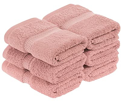 Superior Set di 6 Asciugamani per Il Viso in Cotone Egiziano, 900 g, Colore: Rosa