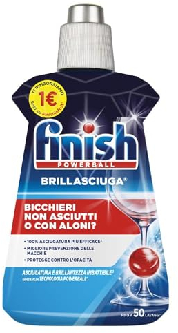 Finish Brillantante Lavastoviglie, 1 Prodotto da 250 ml di Brillantante, Additivo Lavastoviglie per Stoviglie Splendenti e Asciutte