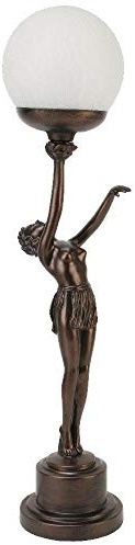 Julianna Art Deco Nora Standing Lady Holding Arm Up Crackle Ball Shade Lamp