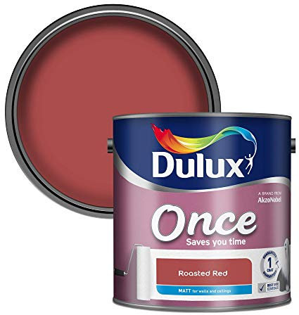 Dulux 5190806 Once Matt Emulsion Paint For Walls And Ceilings, Roasted Red, 2.5 L
