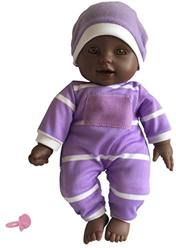 The New York Doll Collection 11 inch Soft Body Baby Doll in Gift Box - 11 Doll Toy for Kids, Boys, Girls and Toddlers - Baby Doll Pacifier Accessory Included (African American)