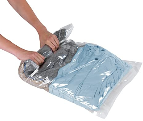 WENKO Komprimierungssystem Roll L - platzsparend, Polyethylen, 60 x 95 cm, Transparent