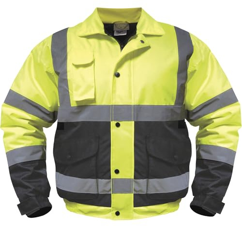 Utility Pro Men's Class 3 High Visibility Bomber Jacket - Lime/Black, 2XL, Model Number UHV562