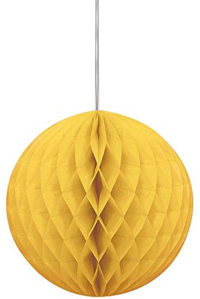 Unique Party 64251 - Boule Alvéolé en Papier de Soie Jaune (20 cm)