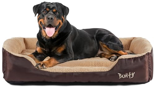 Bunty Deluxe Dog Bed - Small, Medium to XXL Calming Washable Dog Bed - Non-Slip Base, Raised Walls, Fleece Lined Interior, Plush Cushioning, Insulates & Retains Heat - XXL, Brown