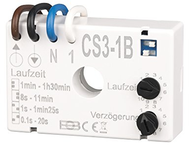 ELEKTROBOCK CS3-1B Zeitrelais, Nachlaufrelais 230 V, Für Lüfter & Beleuchtung, Unterputz-Einbau mit Kabelverbindungen