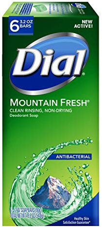 Dial Antibacterial Bar Soap, Mountain Fresh, 3.2 Ounce, 6 Bars