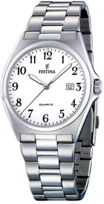 Festina Herren Uhr Analog aus Edelstahl 316L Silber - Quarzwerk - Kalender - Mineralglas mit hoher Widerstandsfähigkeit - Wasserdicht bis 5 ATM F16374/1