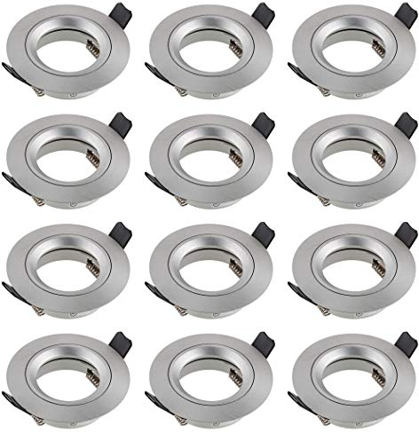 SEBSON Faretto da Incasso incl. Portalampada GU10 - Foro di Montaggio ø65mm (min. 60mm, max. 70mm) - Faretti da Soffitto Argento ø80x24mm - Set di 12