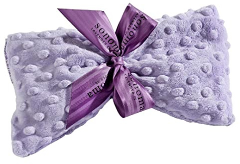 Sonoma Lavender Spa Mask, Heatable/Chillable Aromatherapy Eye Pillow with Lavender Infused Flaxseed Insert, Eye Compress for Stress Relief with Removable and Washable Cover (Lilac Dot)
