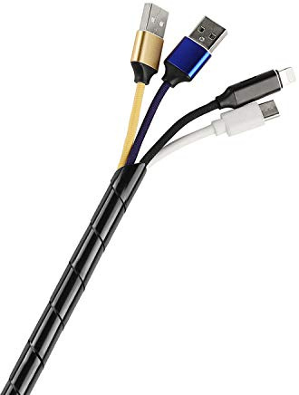 TPFNet Spiral Kabelschlauch 4-50mm Durchmesser, Kabel Organizer, Kabel verstecken, Kabel Kanal, Kabelkanal Schutz Kabelhülle, Kabelschutzschlauch Schwarz, 10m