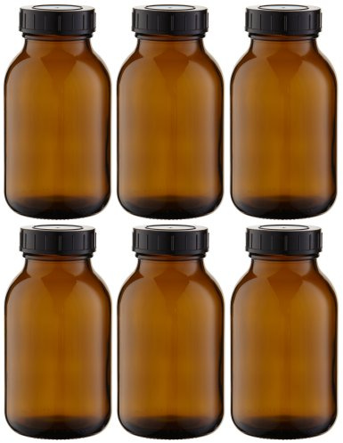 Weithalsflaschen 6 x 500 ml Braunglas mit Schraubdeckel DIN 55 – Apothekenqualität – lichtgeschützt & aromadicht – für Tee, Kräuter, Öle & Extrakte