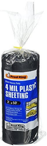 Frost King Sheeting, Polyethylene (PE) Plastic, Black, 3' x 50' x 4 Mil