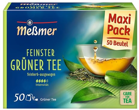 Meßmer Feinster Grüner Tee | Herb-frisch | 50 Teebeutel | Unfermentiert & aromatisch