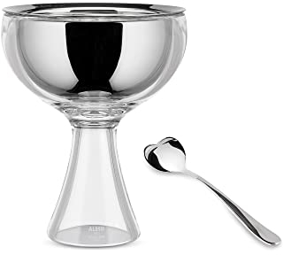 Alessi Big Love AMMI01S I - Set con Copa para Helado en Acero Inoxidable 18/10 y Resina Termoplástica y Cuchara para Helado en Acero Inoxidable 18/10 Brillante, Blanco Hielo