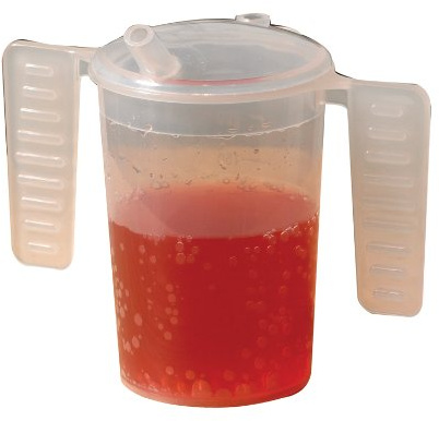 Homecraft Wing Handled Mugs, Pair of Beaker Cups & Lids (Eligible for VAT relief in the UK), Easy to Hold, Ridges Prevent Slipping, Gradations Measure Liquid Intake, Limited Grip, Elderly, Disabled