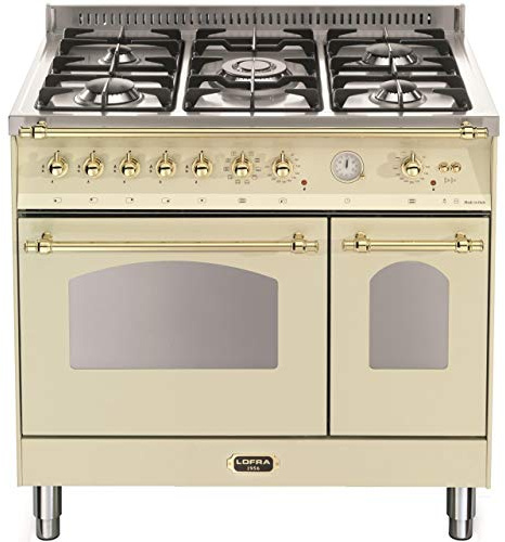 Lofra RBID96MFTE/CI Freistehender Kocher Beige, Edelstahl Gaskochfeld A-15%