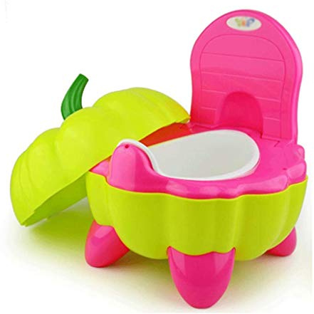 ECSWP Cartoon Pumpkin Toilet，Potty Chair for Boys Girls Kids Toddler, Non Slip Potty Training Toilet with Lid, Easy Clean (Color : A)