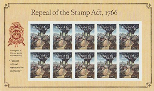 Repeal of the Stamp Act 1766 Forever Stamp Sheet of 10
