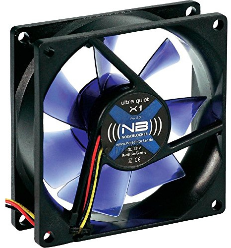 (((noiseblocker))) BlackSilentFan X-1 - 80x80x25mm - 3Pin - 1300U/min - 10dbA - 26m3/h