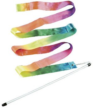 2m REGENBOGEN GYMNASTIKBAND als Tanzband Schwungband Gymnastik Band mit Stab Kinder
