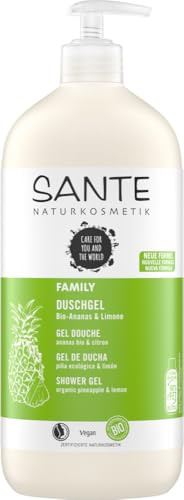 SANTE Naturkosmetik Duschgel Bio-Ananas & Limone, 950ml Familiengröße mit Pumpspender, Fruchtig-frischer Duft, Vegan, Ohne Mikroplastik, Für Frauen & Männer