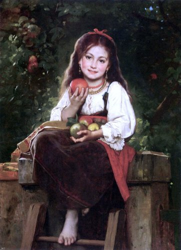 Art Oyster Leon Bazile Perrault The Apple Picker - 18 x 27 Premium Canvas Print